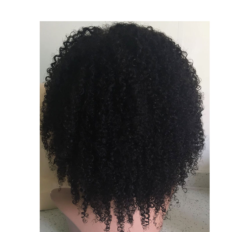 Full lace wig 180% density human hair curly natural black color Glueless with Baby Hair 14inches YL306